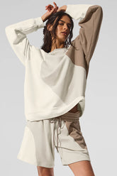 Make Waves Crew Neck Pullover - Ivory/Bone/Gravel