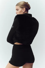 Faux Fur Cashmere Northstar Full Zip - Black