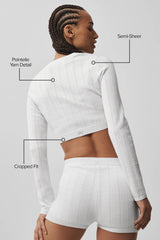 Pointelle Sweater Be Mine Cardigan - Semi Sheer White