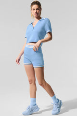 Tennis Club Sweater Knit Hot Short - Seashell Blue/White