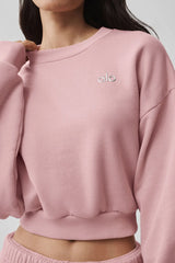 Cropped Accolade Crewneck - Vintage Pink
