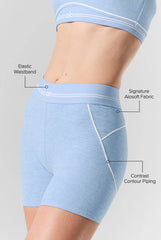 4” Alosoft High-Waist Heart Throb Short - Seashell Blue Heather/White