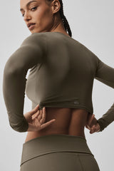 Alosoft Crop Finesse Long Sleeve - Olive Tree