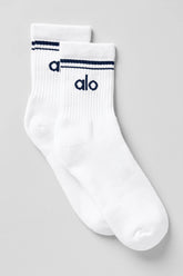 Unisex Half-Crew Throwback Sock - White/Navy