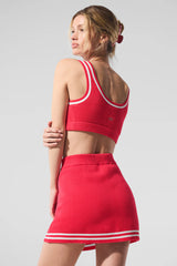 Tennis Club Sweater Knit Bra - Candy Red/White