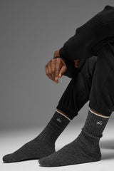Unisex Wool Cashmere Light Frosted Sock - Dark Slate Grey/Ivory