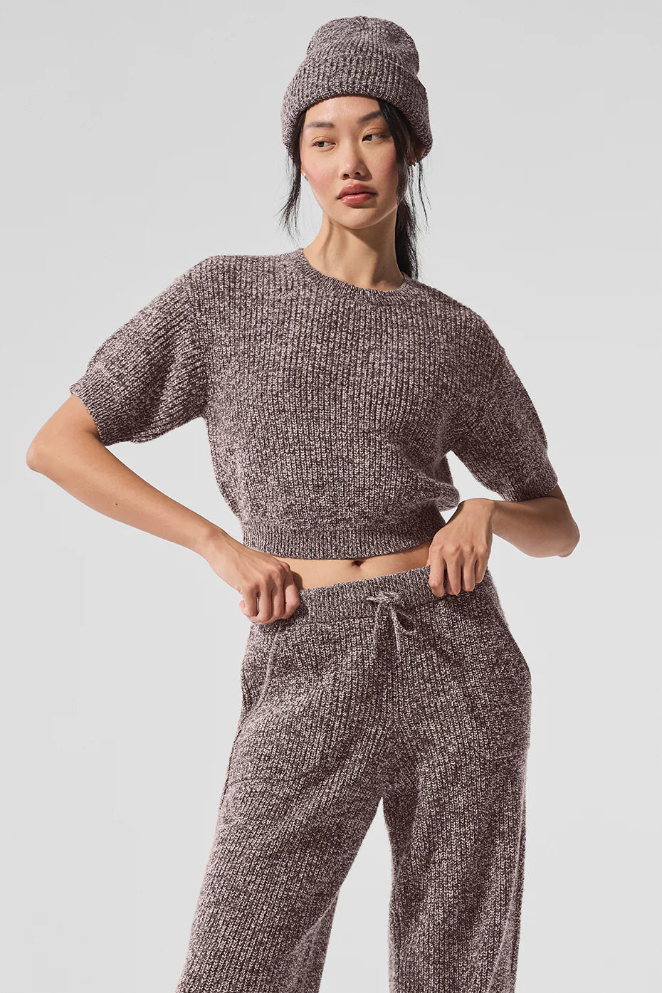 Marl Sweater Short Sleeve - Mushroom Marl