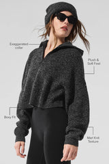 Marl Sweater 1/4 Zip Pullover - Black Marl