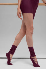 Women's Strappy Siren Grip Sock - Burgundy
