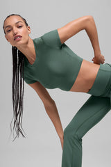 Alosoft Crop Finesse Short Sleeve - Clover Green
