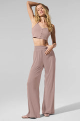 Ribbed Delicate Lounge Tank - Taupe