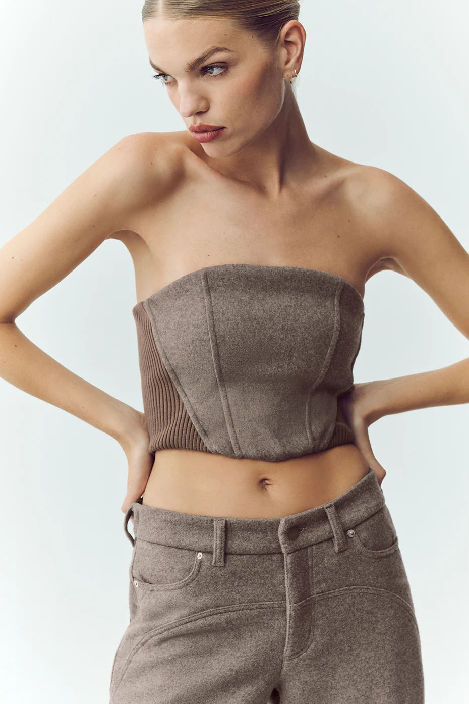 Wool Blend Nightcap Corset Top - Alpine Cocoa Heather