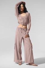 Sheer Cashmere Cropped Cardigan - Taupe