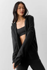 Wool Cashmere New Class Full Zip Hoodie - Black