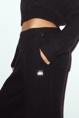 Cashmere High-Waist Northstar Straight Leg Pant - Black