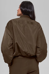 Faux Fur Urbanite Bomber - Espresso/Ivory